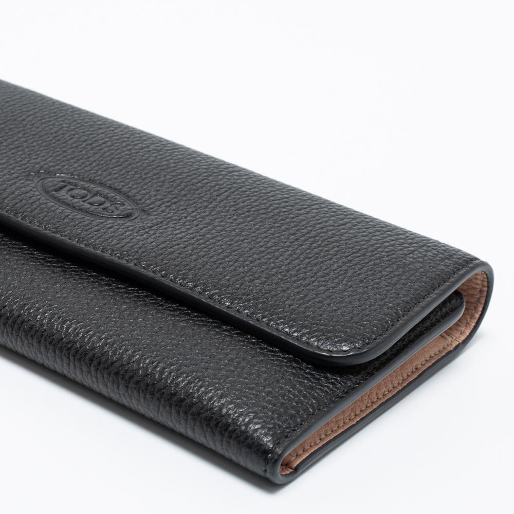 Tod's Black Leather Logo Flap Wallet 4