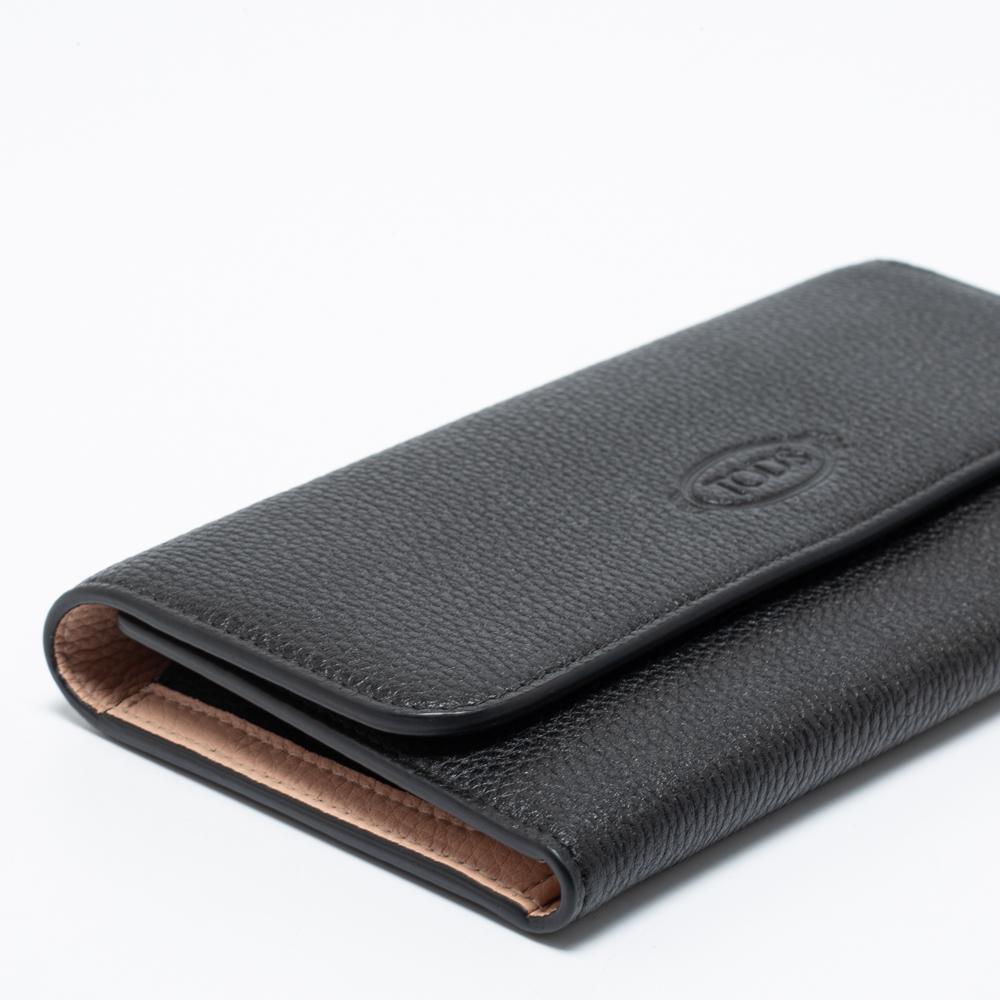 Tod's Black Leather Logo Flap Wallet 5
