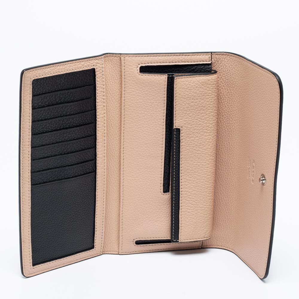 Tod's Black Leather Logo Flap Wallet 2