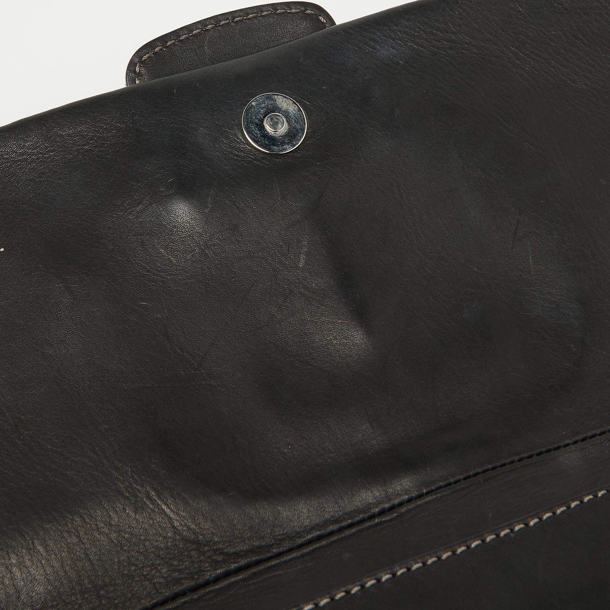 Tod's Black Leather Lucy Flap Clutch For Sale 1