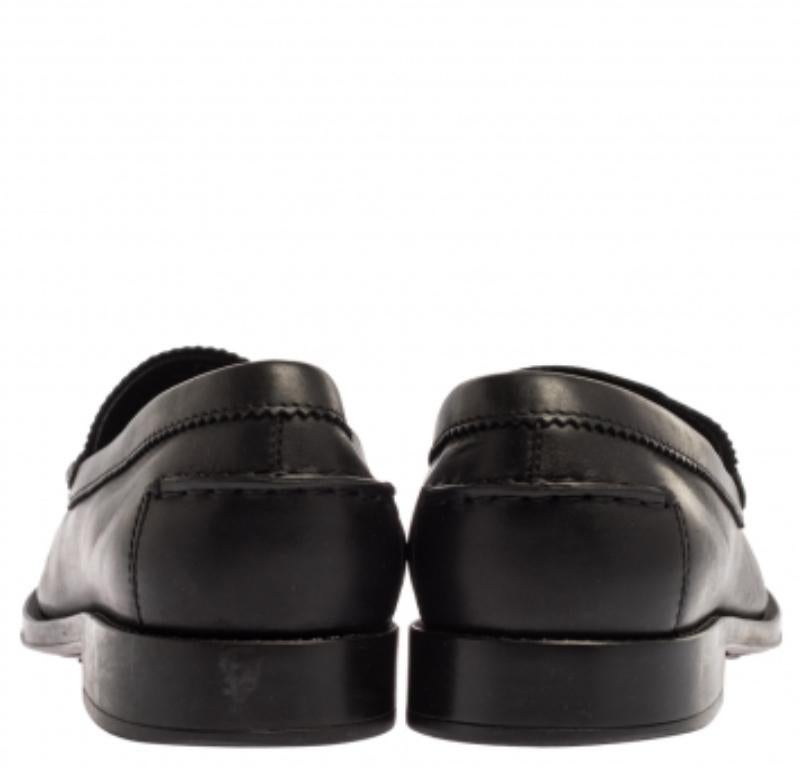 Tod's Black Leather Metal Bar Loafers Size 41.5 For Sale 1