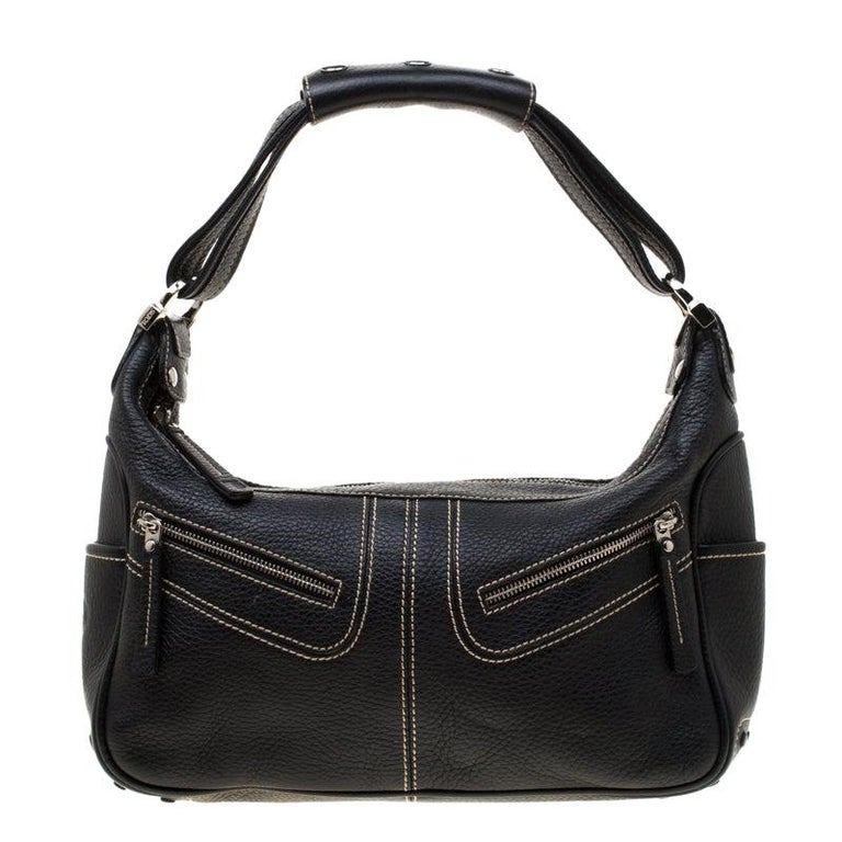 Tod's Black Leather Milky Hobo For Sale at 1stDibs