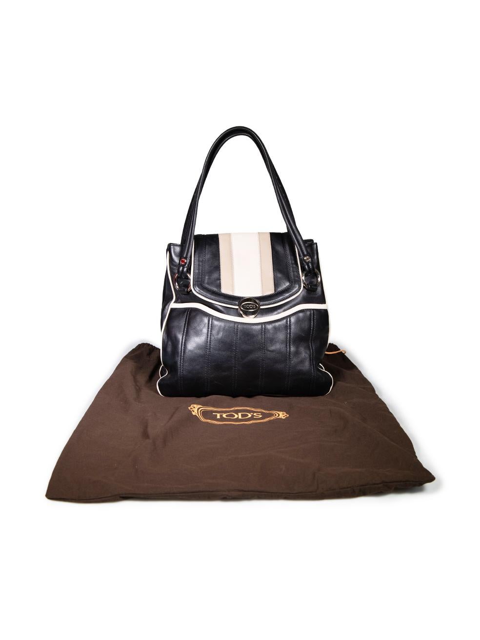 Tod's Black Leather Panelled Shoulder Bag For Sale 4