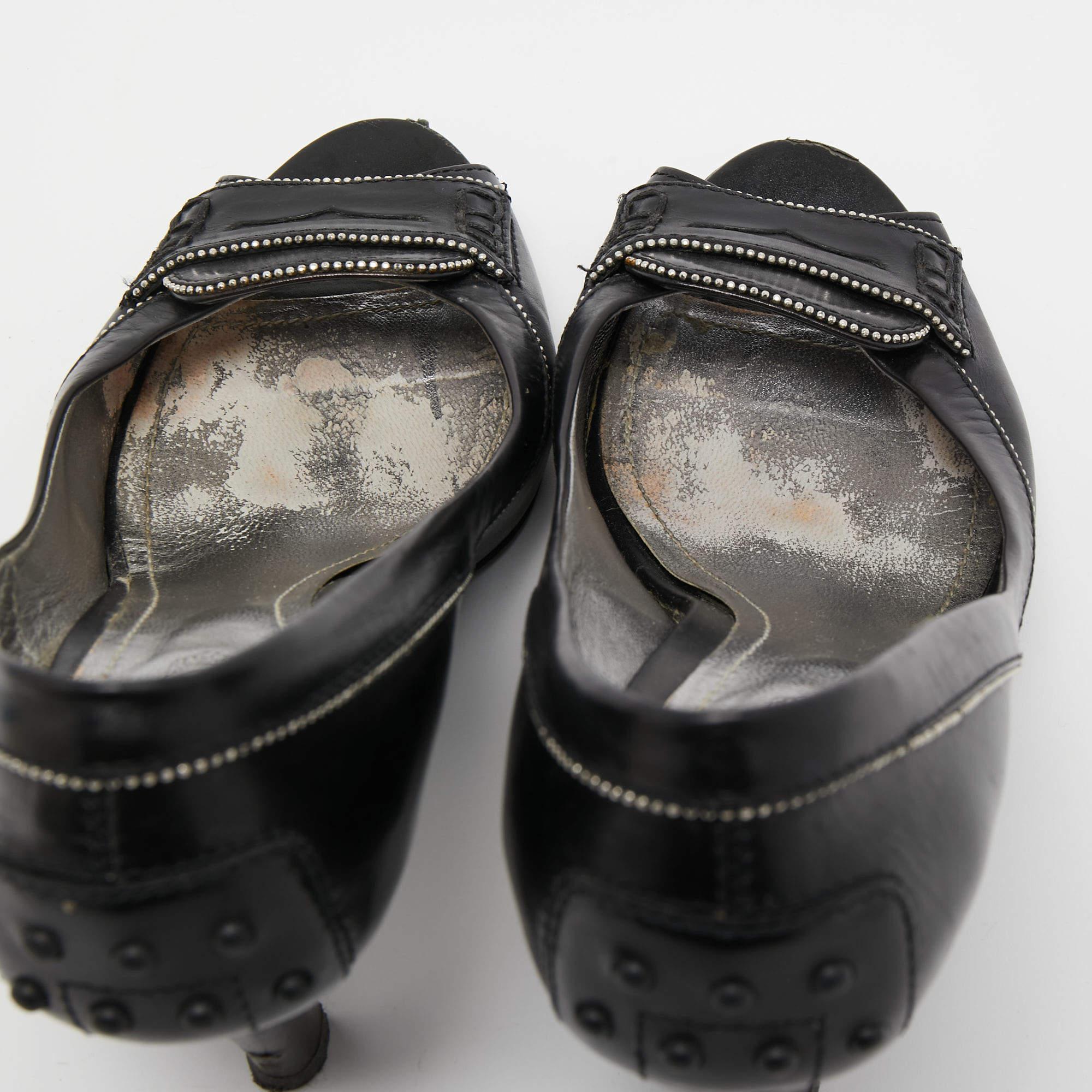 Tod's Black Leather Peep Toe Pumps Talla 36 en venta 3