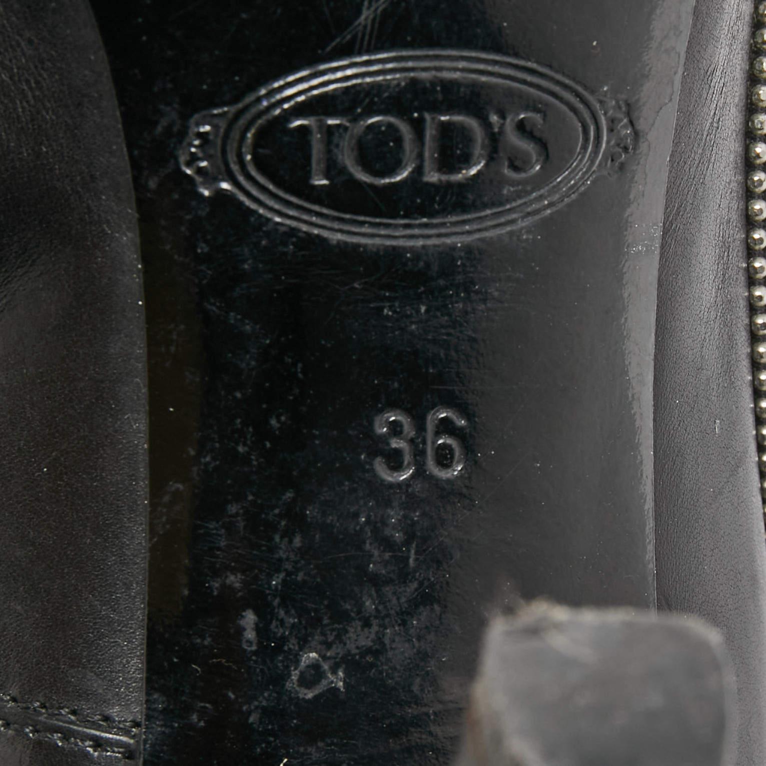Tod's Black Leather Peep Toe Pumps Talla 36 en venta 4