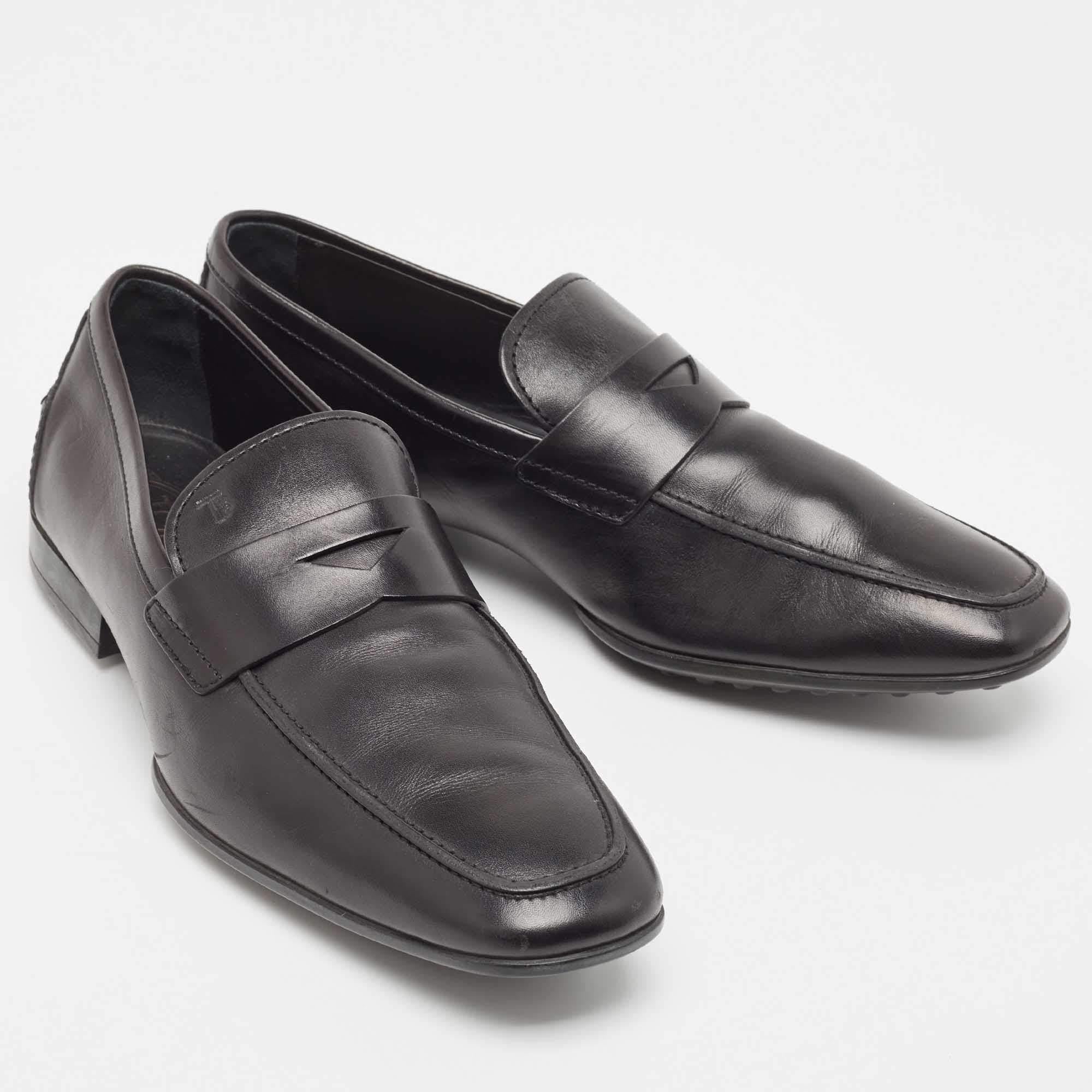 Men's Tod's Black Leather Penny Loafers Size 43