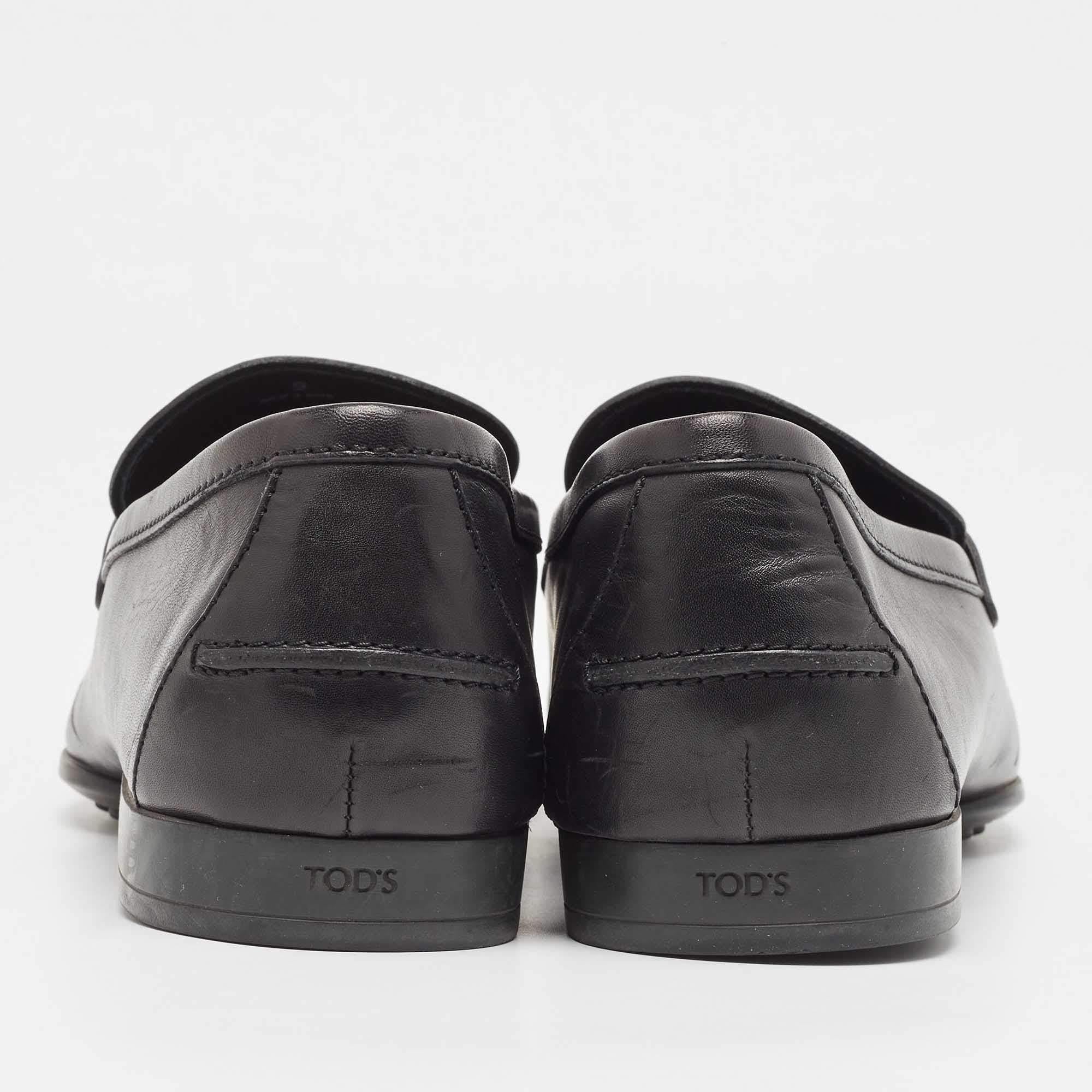 Tod's Black Leather Penny Loafers Size 43 1