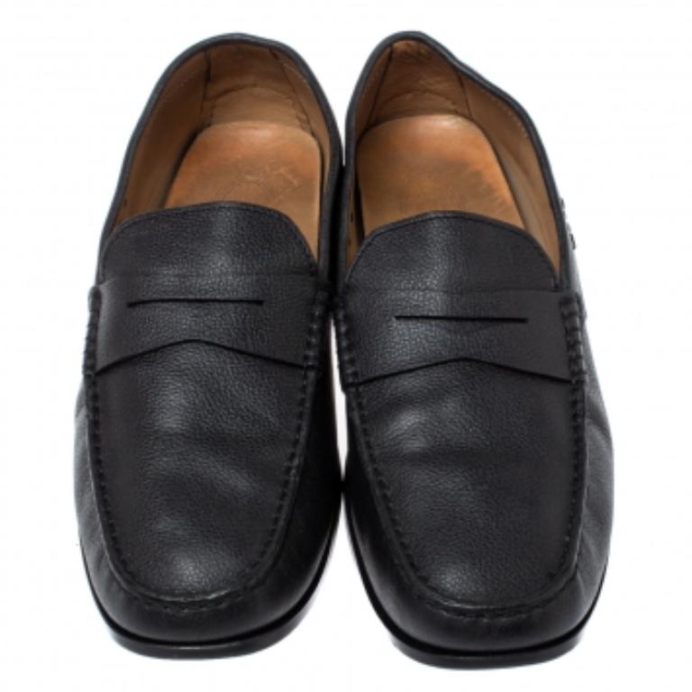 Men's Tod's Black Leather Penny Loafers Size 44 For Sale