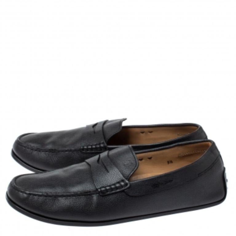 Tod's Black Leather Penny Loafers Size 44 For Sale 3