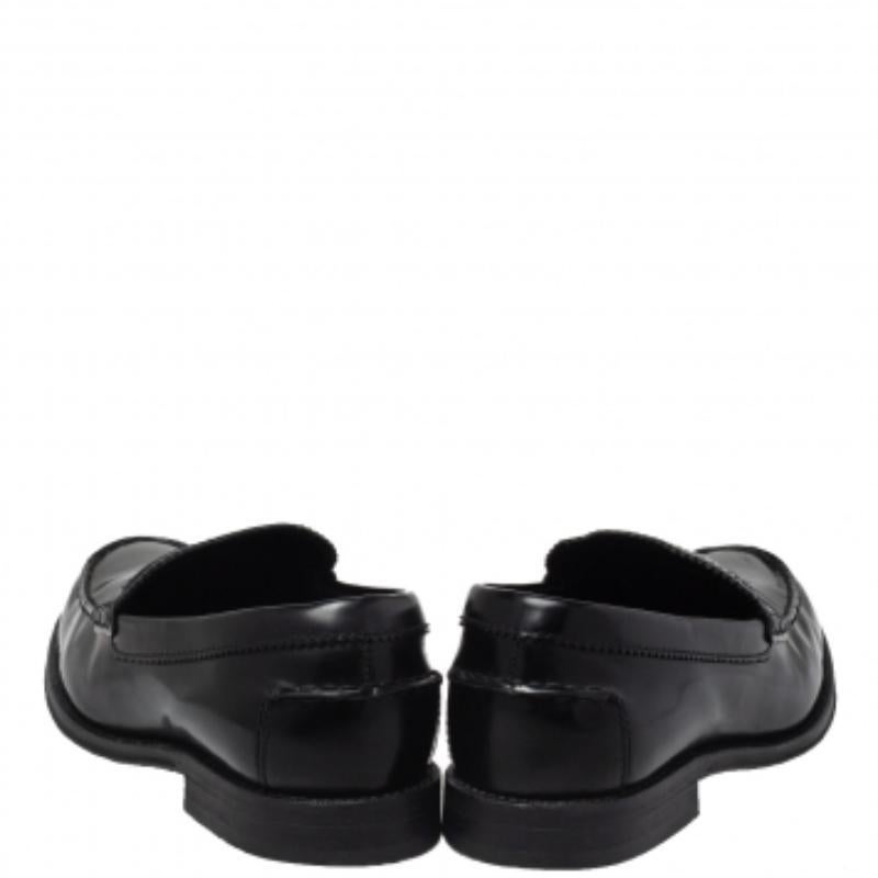 Tod's Black Leather Penny Slip On Loafers Size 39.5 For Sale 2