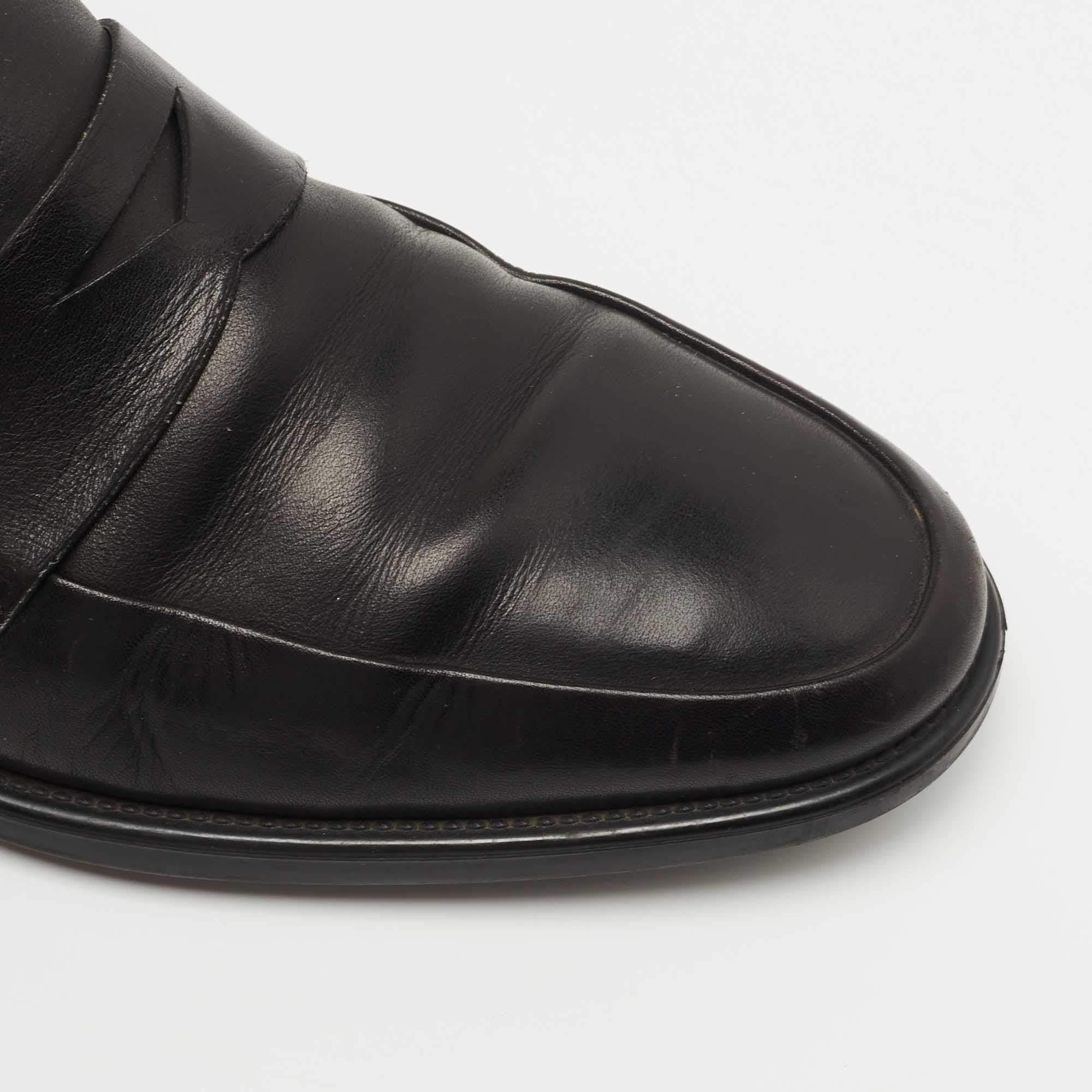 Tod's Black Leather Penny Slip On Loafers Size 39.5 For Sale 3