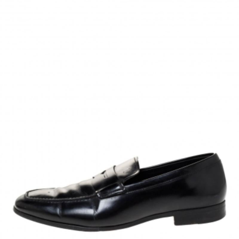 Tod's Schwarz Leder Penny Slip On Loafers Größe 40 im Angebot 3