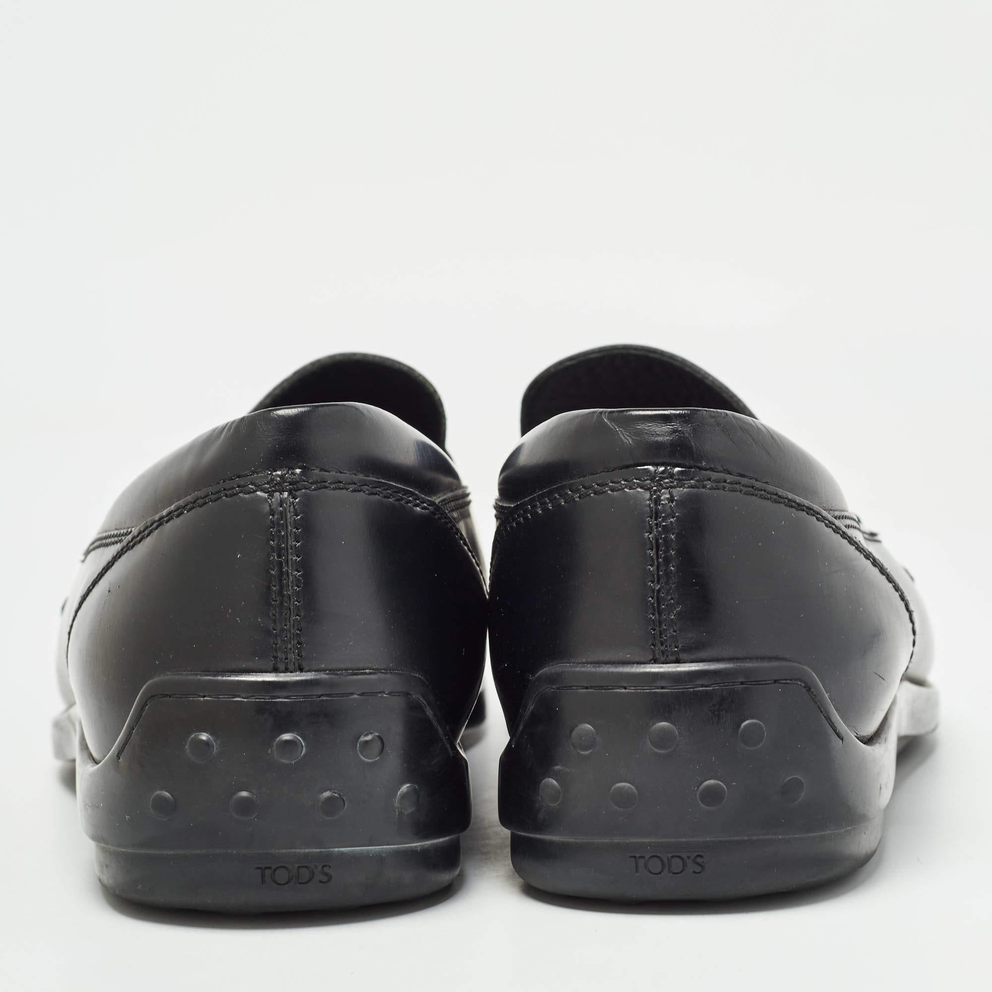 Tod's Black Leather Penny Slip On Loafers Size 43 For Sale 1