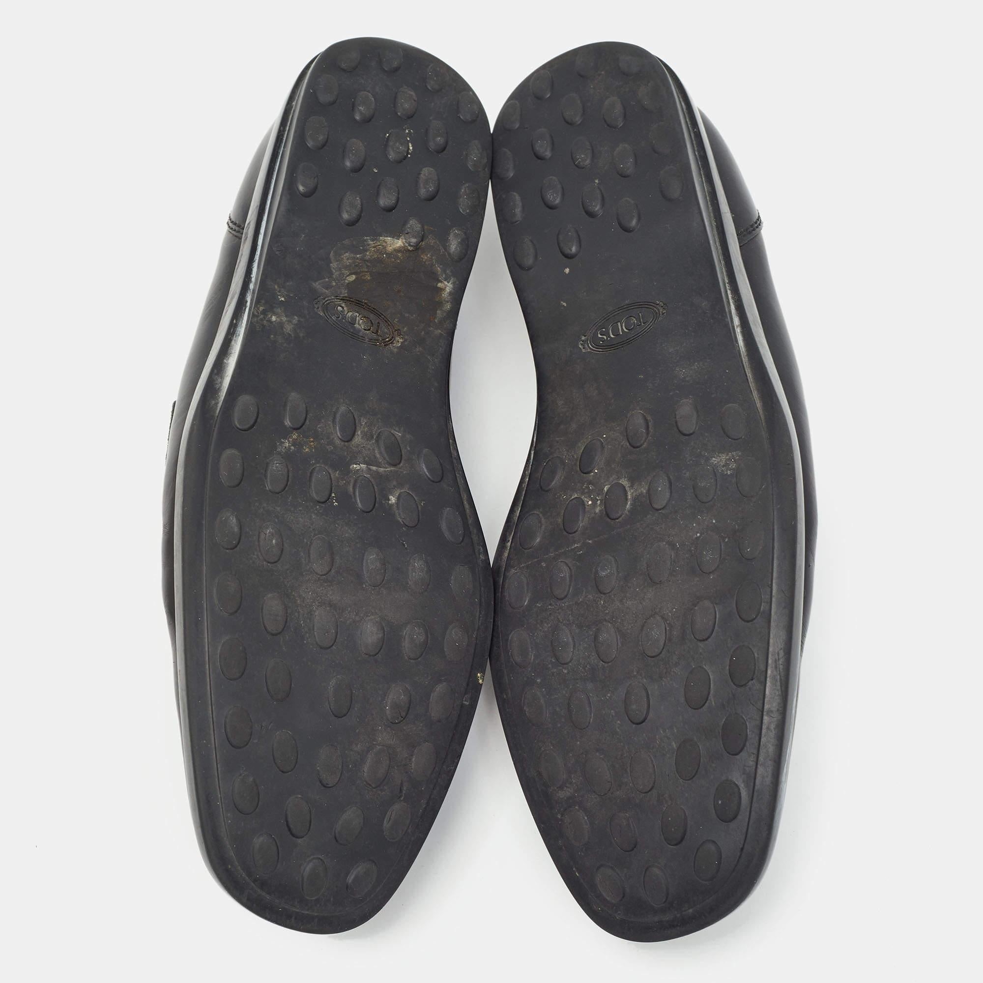 Tod's Black Leather Penny Slip On Loafers Size 43 For Sale 2