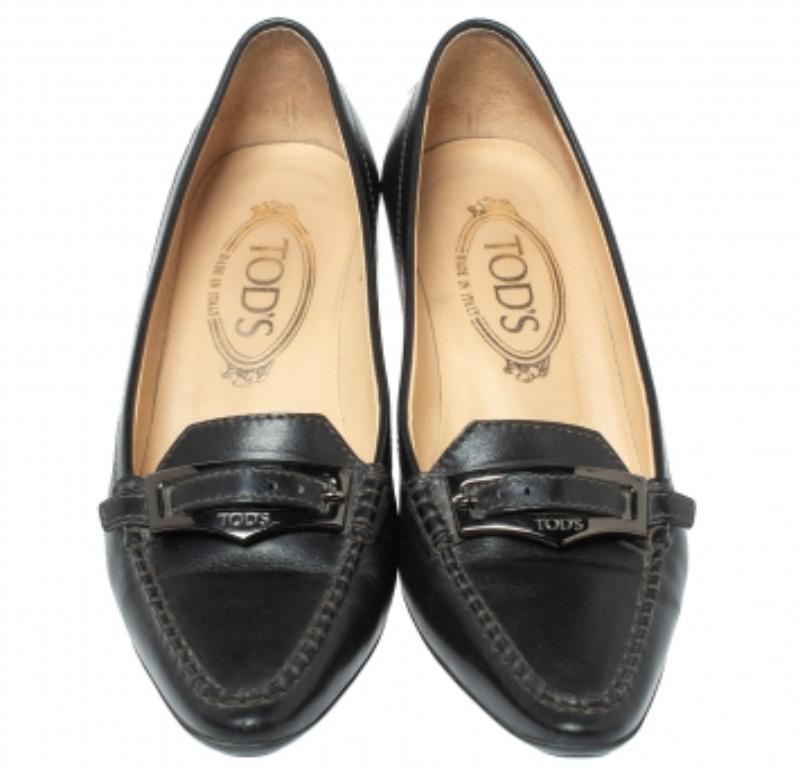 Tod's Schwarze Penny Loafer Pumps aus Leder mit spitzer Zehe Größe 36 Damen im Angebot