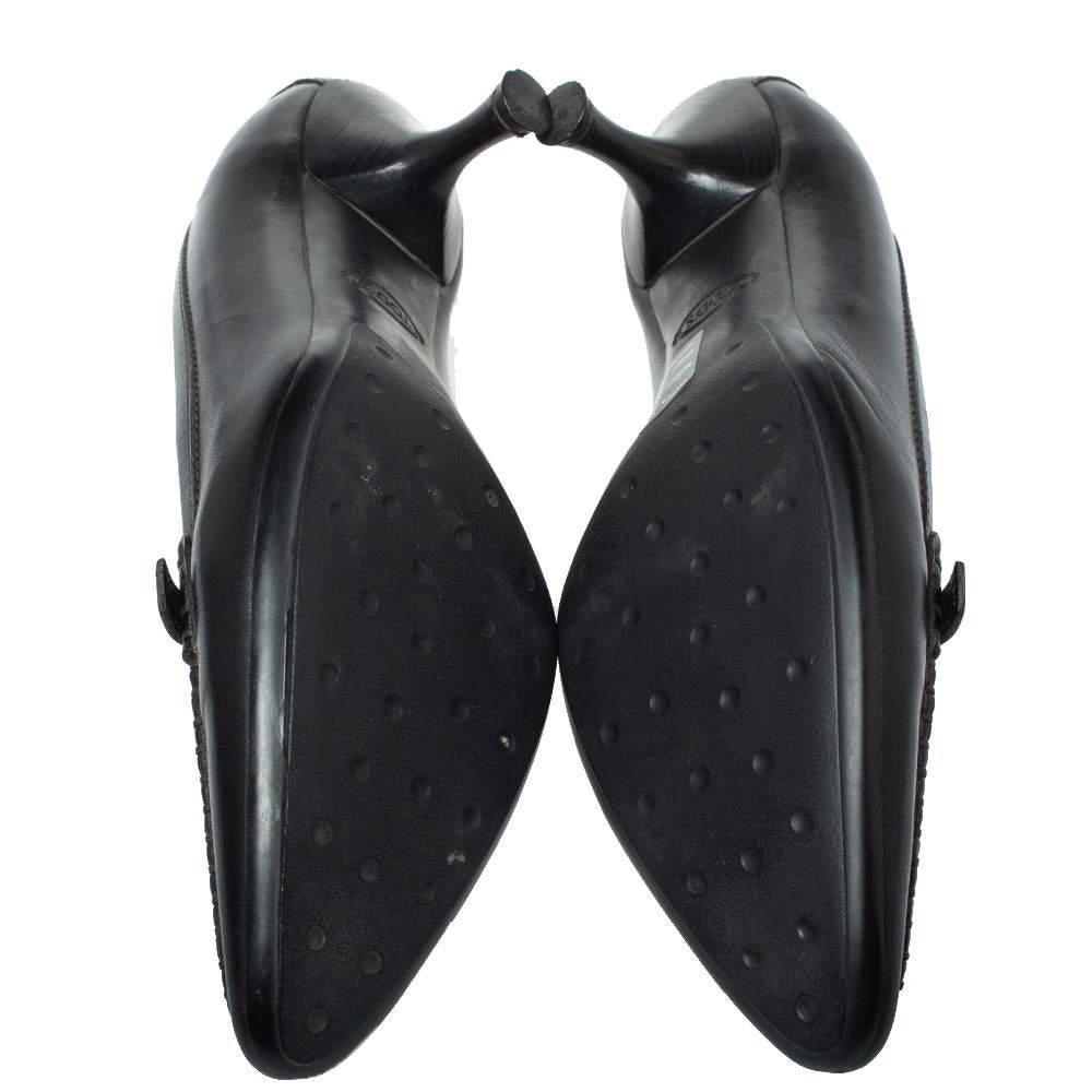 Tod's Black Leather Pointed Toe Penny Loafer Pumps Size 36 2