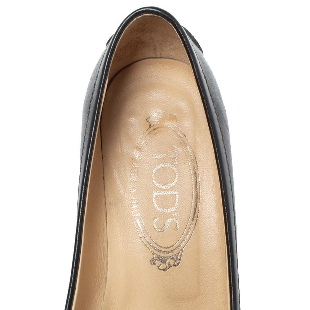 Tod's Black Leather Pointed Toe Penny Loafer Pumps Size 36 3