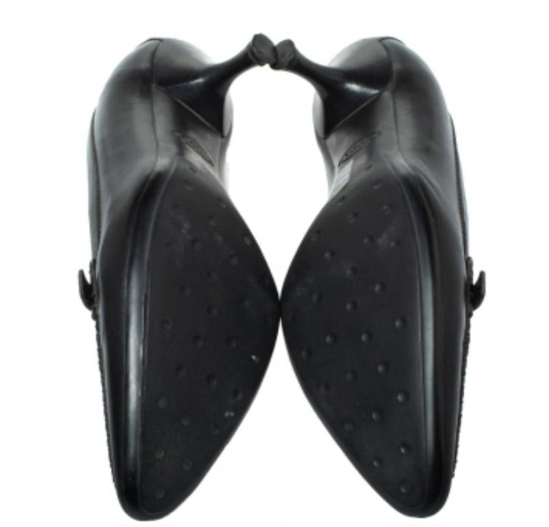 Tod's Schwarze Penny Loafer Pumps aus Leder mit spitzer Zehe Größe 36 im Angebot 3