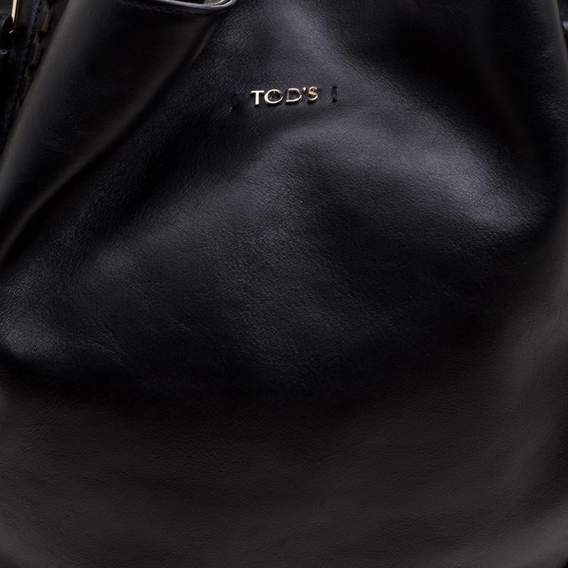 Tod's Black Leather Shopping Zip Tote 1