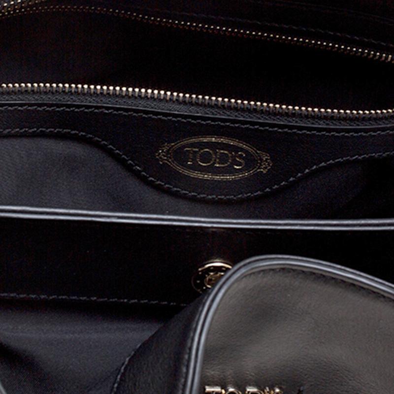 Tod's Black Leather Shopping Zip Tote 2