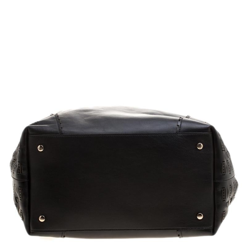 Tod's Black Leather Shopping Zip Tote 5