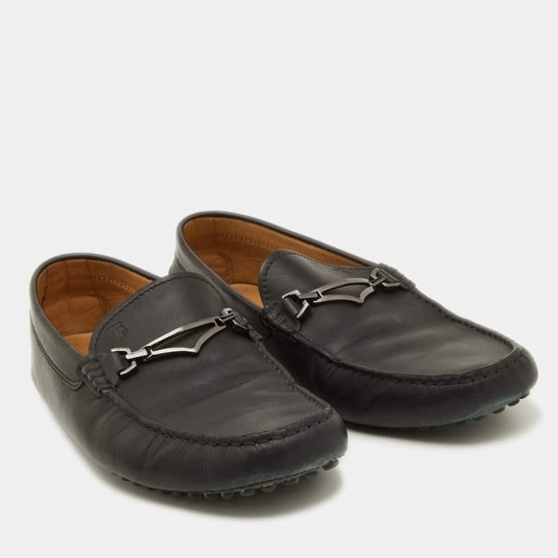 Men's Tod's Black Leather Slip On Loafers Size 41 For Sale