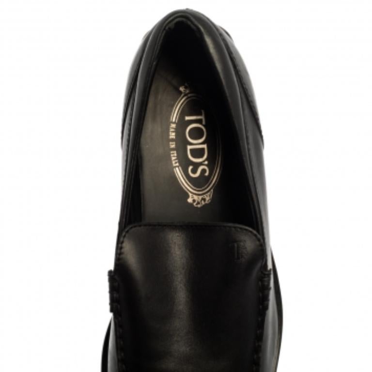 Men's Tod's Black Leather Slip On Loafers Size 41 For Sale