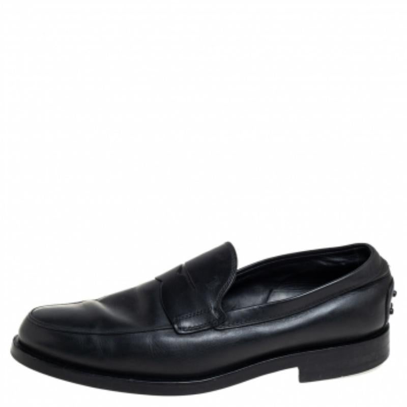 Tod's Black Leather Slip On Loafers Size 41 For Sale 3