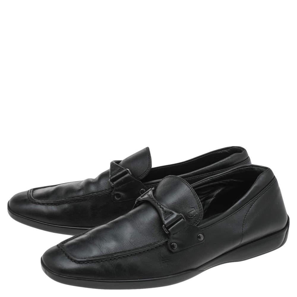 Tod's Black Leather Slip On Loafers Size 41.5 For Sale 1