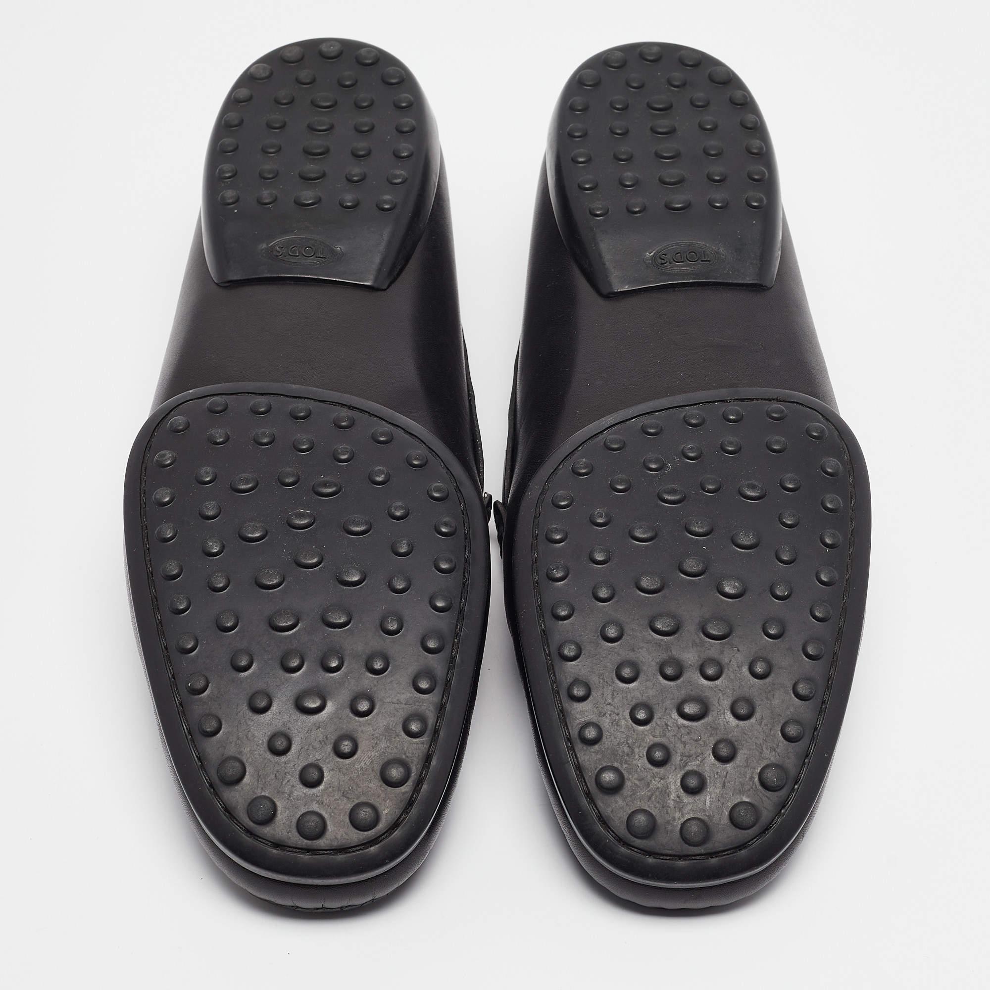 Tod's Black Leather Slip On Loafers Size 42.5 For Sale 2