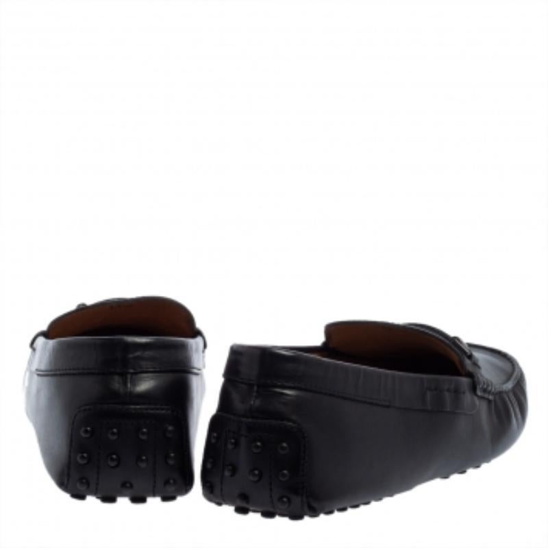 Tod's Black Leather Slip On Loafers Size 44.5 For Sale 1
