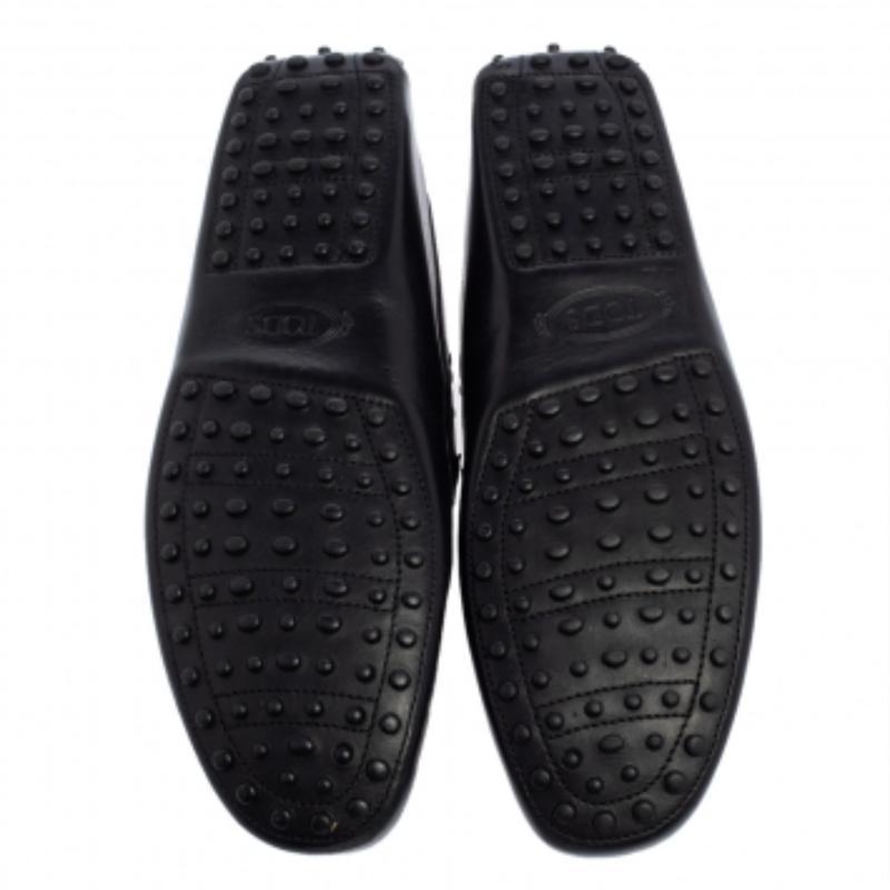 Tod's Black Leather Slip On Loafers Size 44.5 For Sale 3