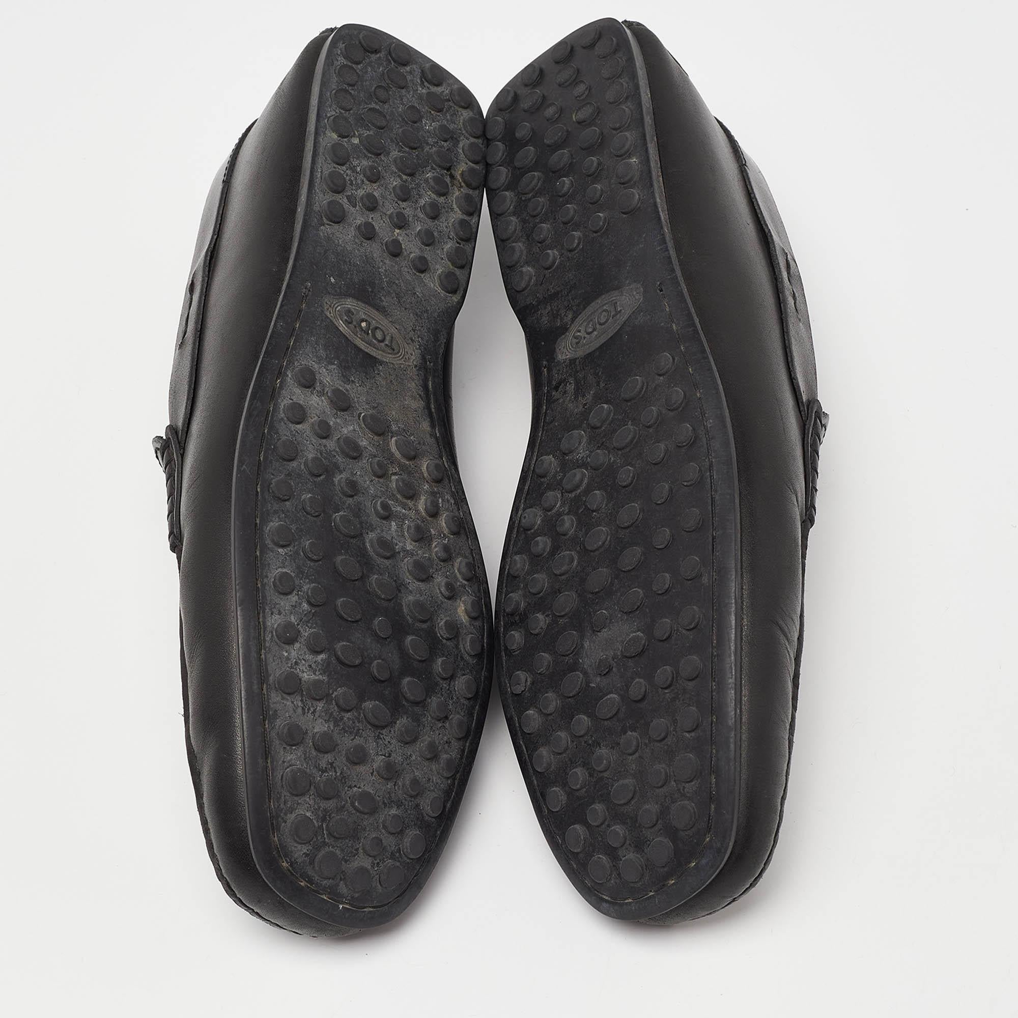 Tod's Black Leather Slip On Penny Loafers Size 41.5 For Sale 2