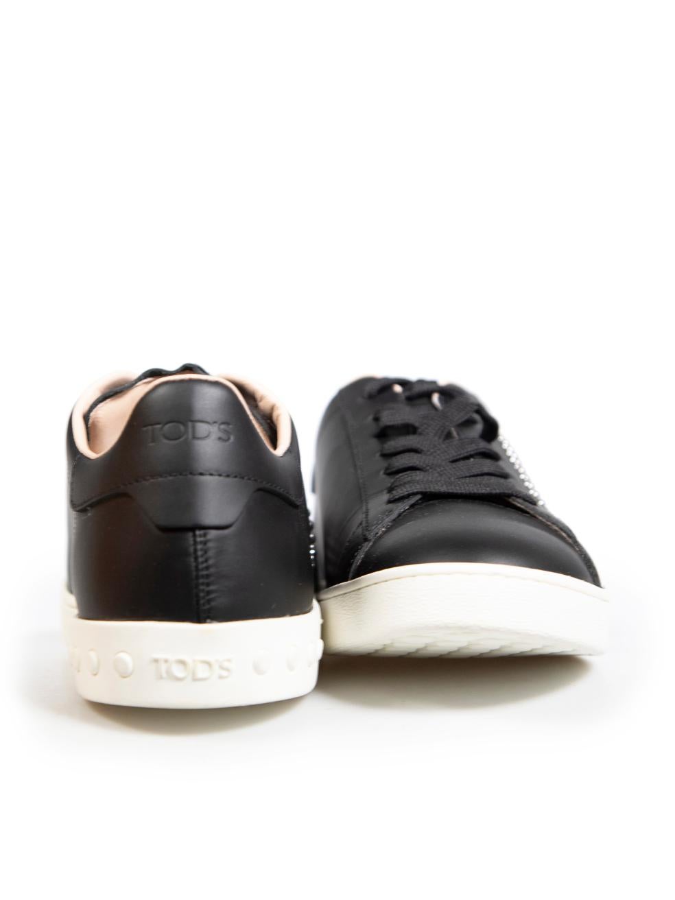 Tod's Black Leather Studded Casseta Trainers Size IT 40 In New Condition For Sale In London, GB