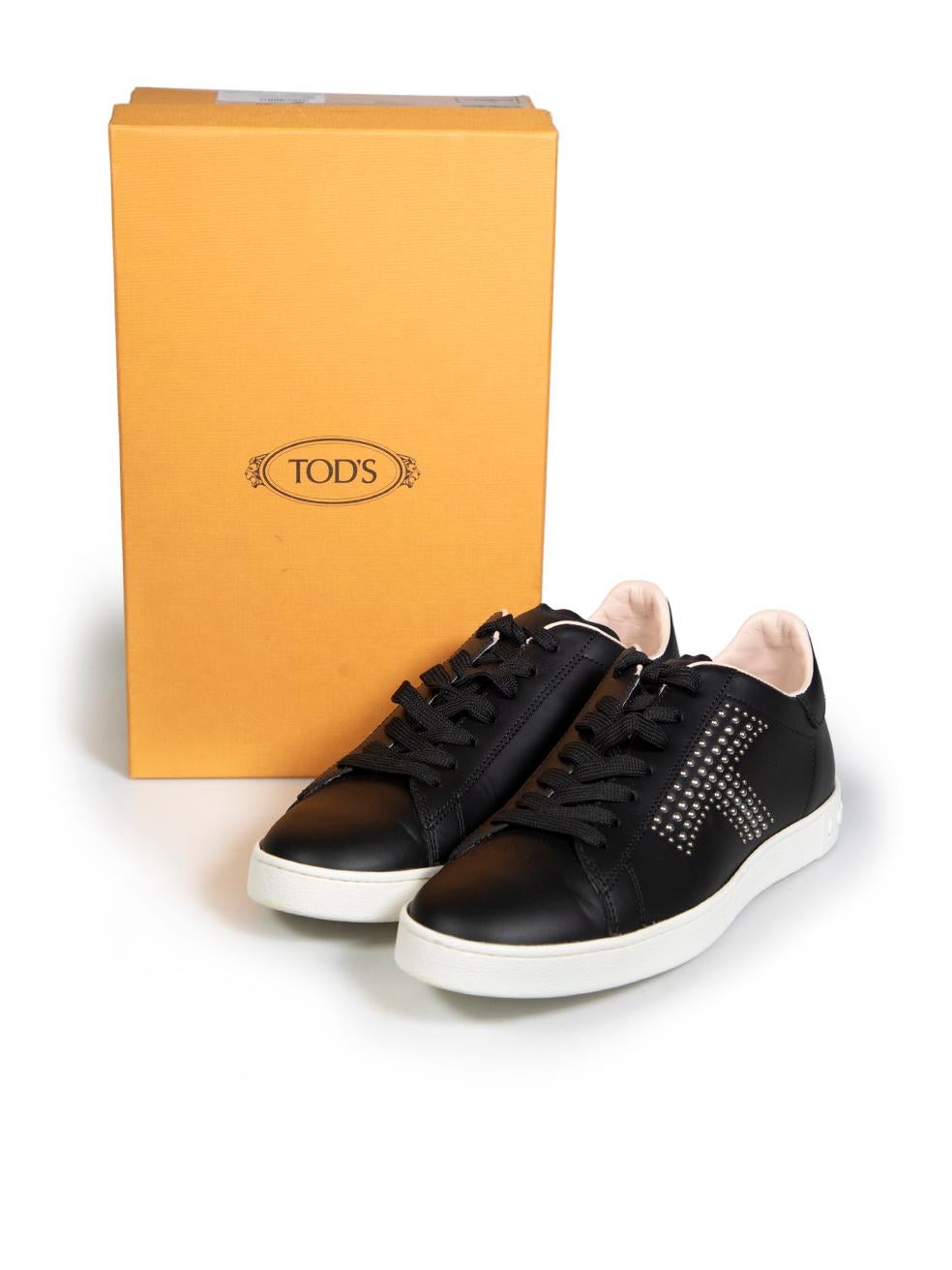 Tod's Black Leather Studded Casseta Trainers Size IT 40 For Sale 3