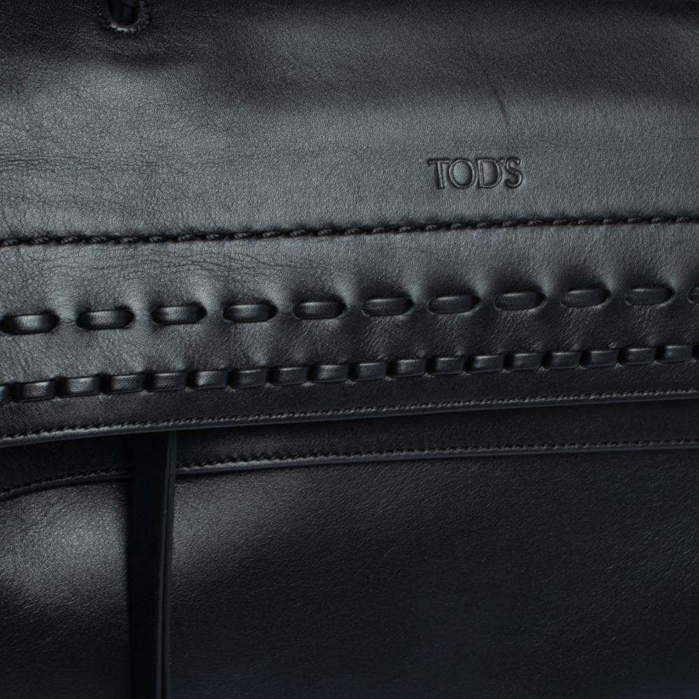 Tod's Black Leather Wave Top Handle Bag 4