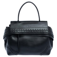 Tod's Schwarz Leder Wave Top Handle Tasche