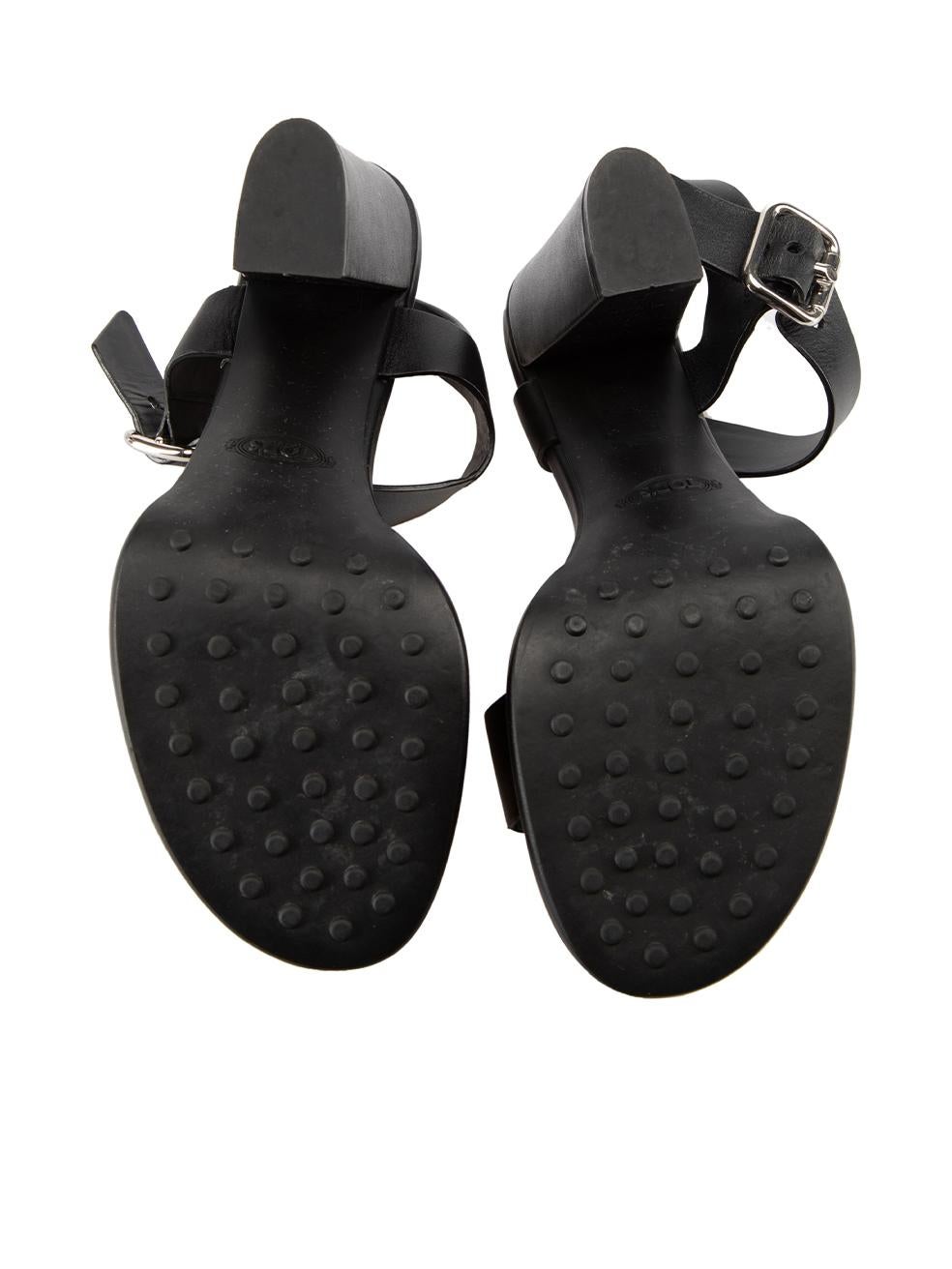Women's Tod's Black Leather Wooden Platform Sandals Size IT 37 For Sale