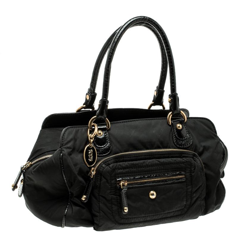 Women's Tod's Black Nylon Pashmy Satchel