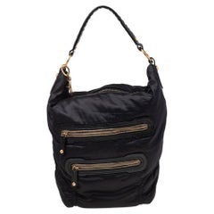 Tod Tod's Schwarzes Lackleder und Nylon Pashmy Hobo