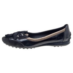 Tod's Mocassins à lacets en cuir verni et daim noir Taille 36