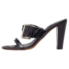 Sandali open toe con fibbie in vernice nera Tod's taglia 40