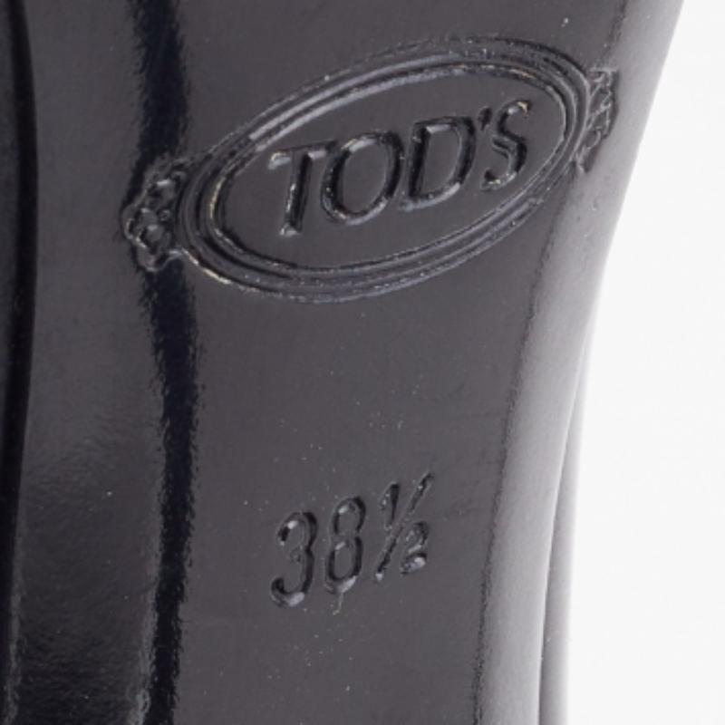 Tod's Black Patent Leather Cut-Out Peep Toe Pumps Size 38.5 For Sale 4