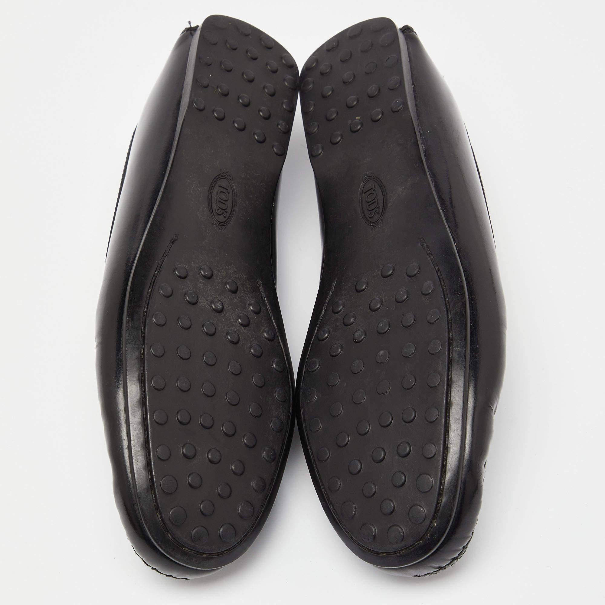 Tod's Black Patent Leather Penny Slip On Loafers Size 37 For Sale 2