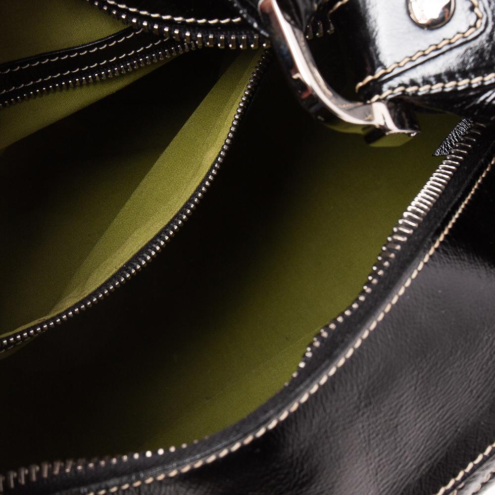 Tod's Black Patent Leather Side Pocket Hobo 7