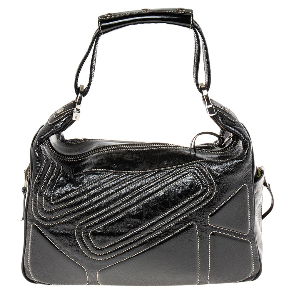 Tod's Black Patent Leather Side Pocket Hobo 5