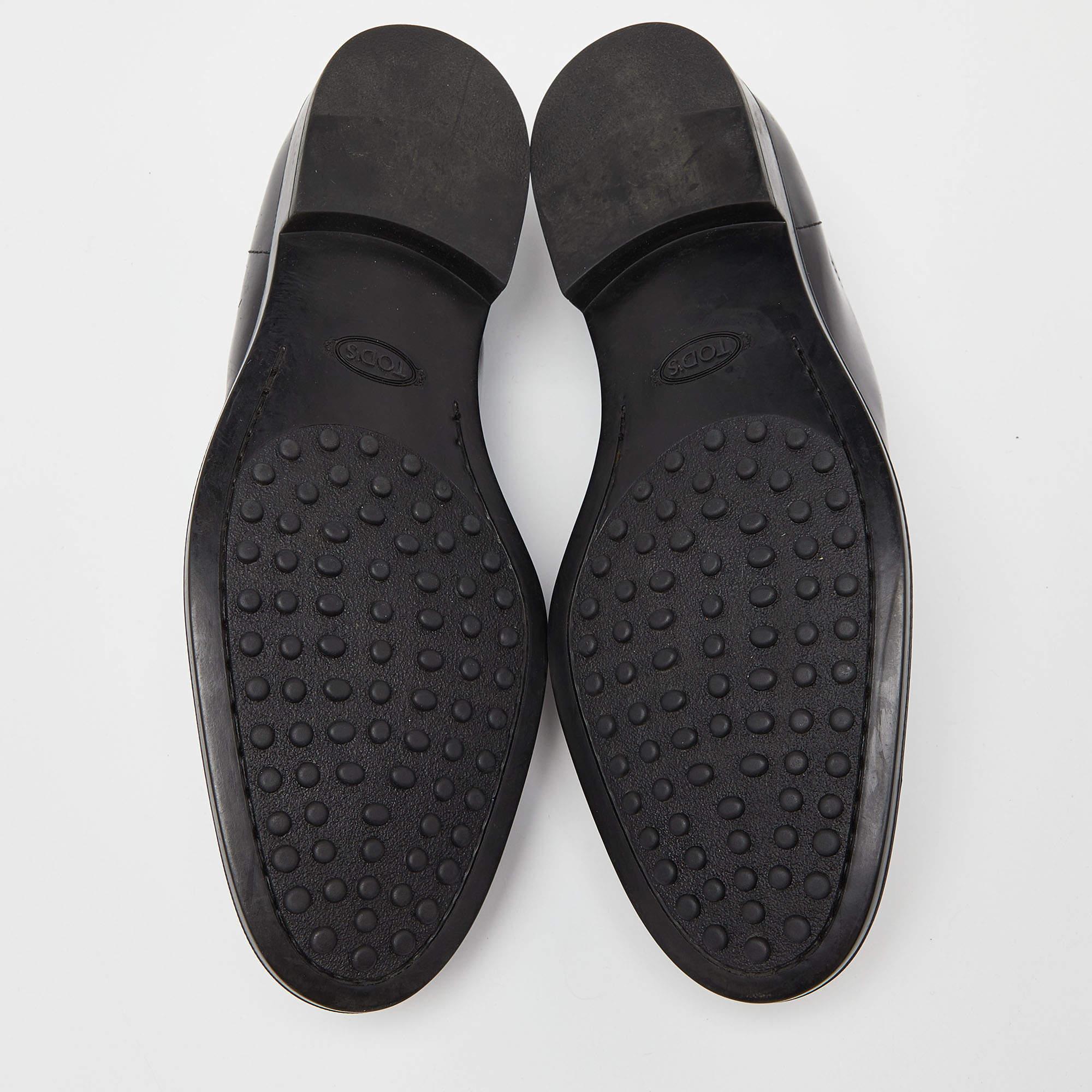 Tod's Black Patent Leather Slip on Loafers Size 39.5 For Sale 2