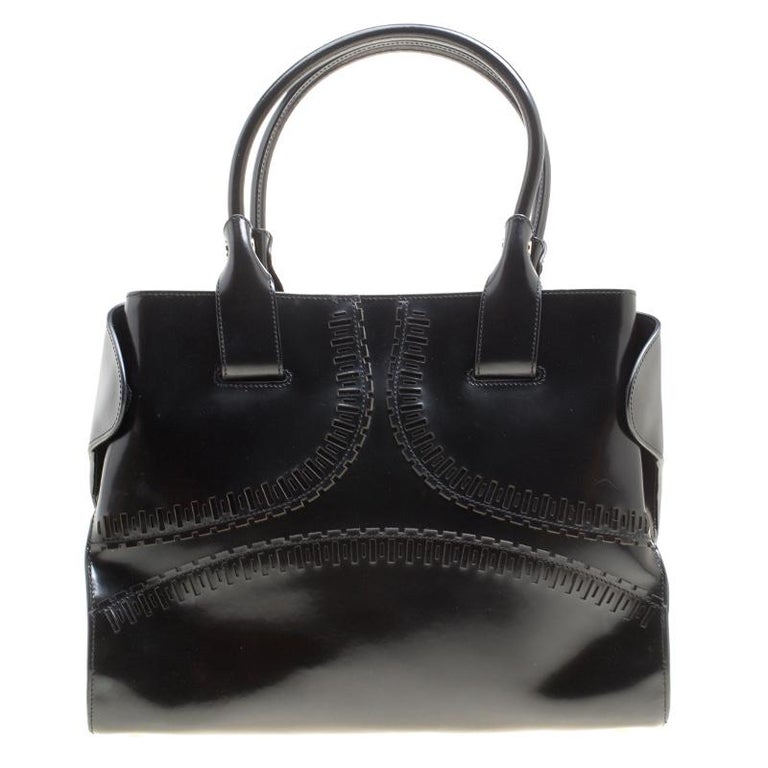 Tod's Black Patent Leather Small Cape Tote For Sale at 1stdibs