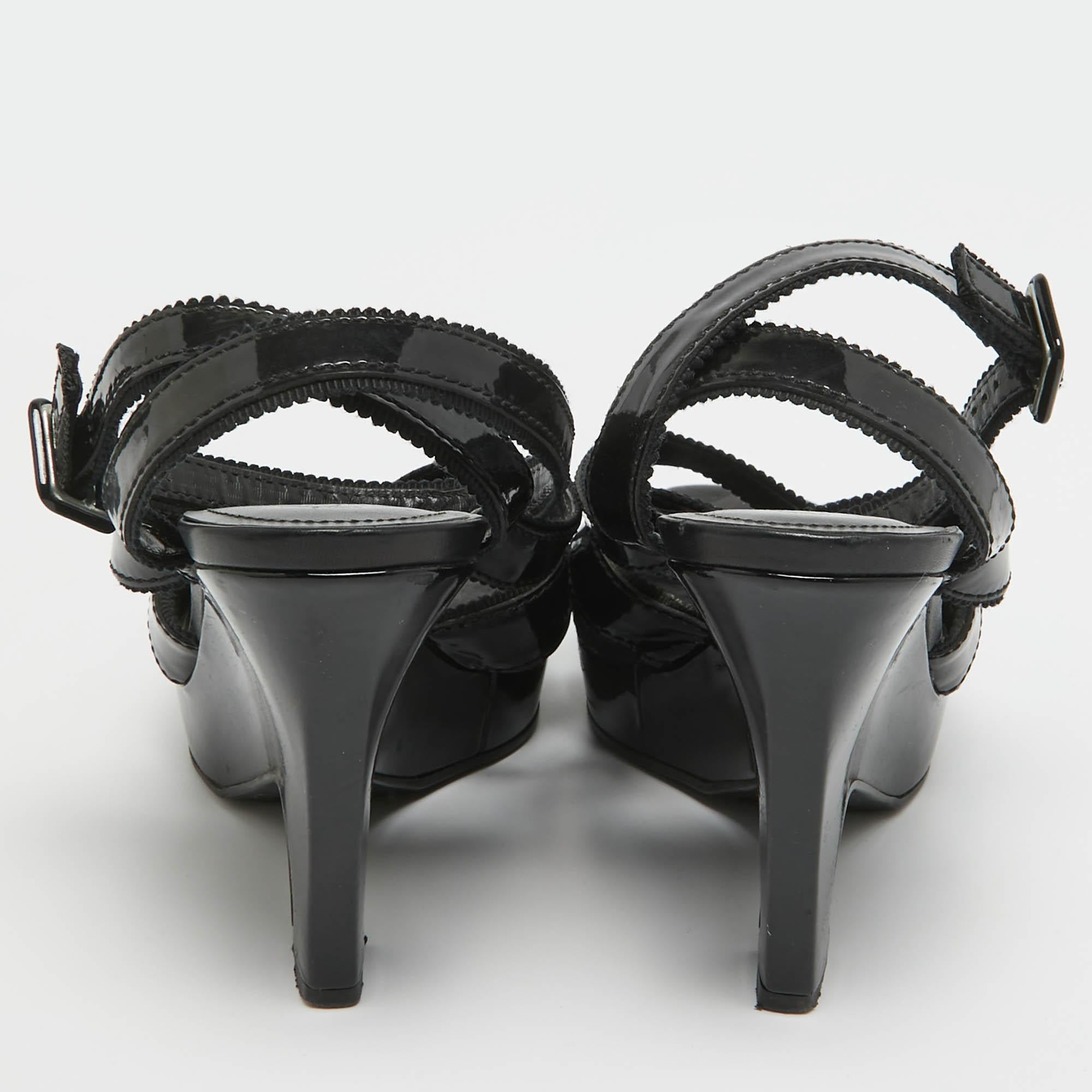 Tod's Black Patent Leather Strappy Platform Sandals Size 39 For Sale 1