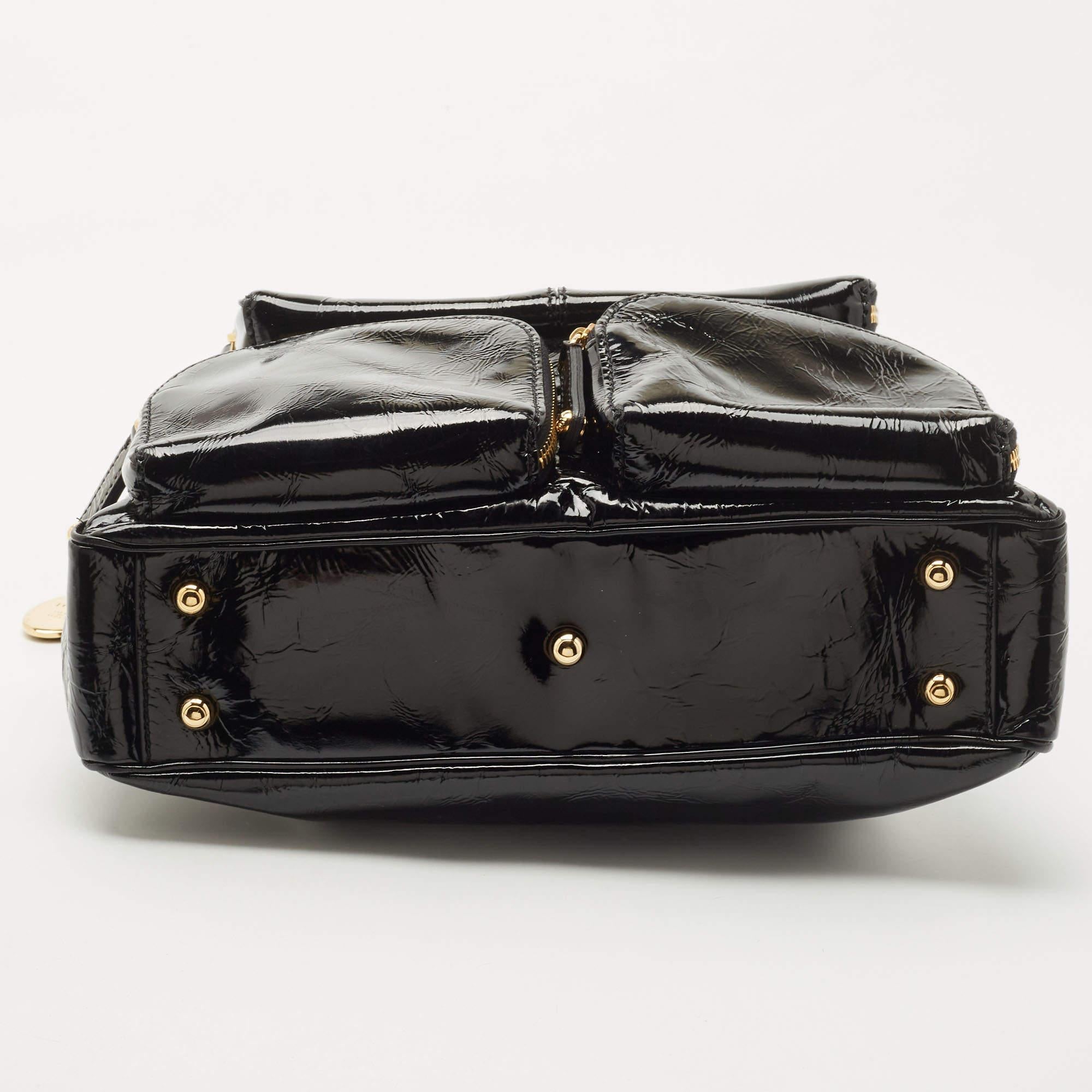 Tod's Black Patent Leather T Bag Media Satchel 1